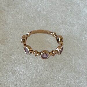 Rose Gold Tone Amethyst Ring Tiara Stackable Band 925 Sterling Silver Size 5